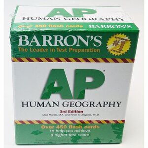 BARRON'S AP Human Geography 3rd Edition 450 FLASH CARDS Test Prep NIB NEW Sealed